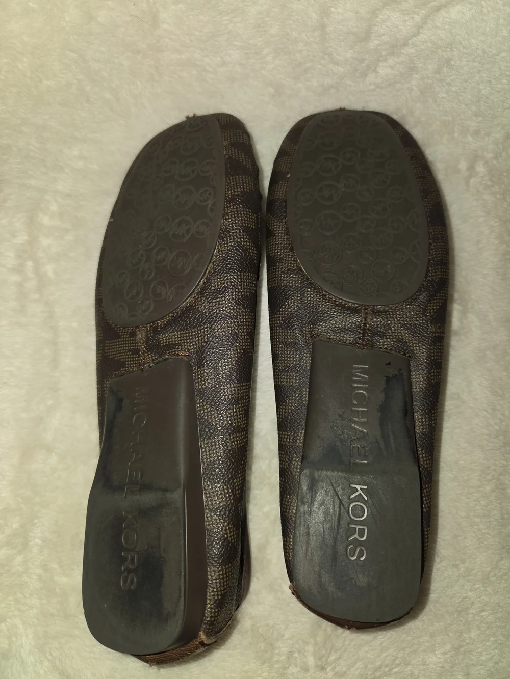 Michael Kors Brown Logo Moccasin Loafers with Gold MK Accent